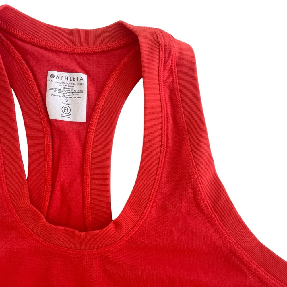 Athleta Razorback Fitted Neon Red/Orange Tank Top Yoga Activewear Size Small - Picture 4 of 8